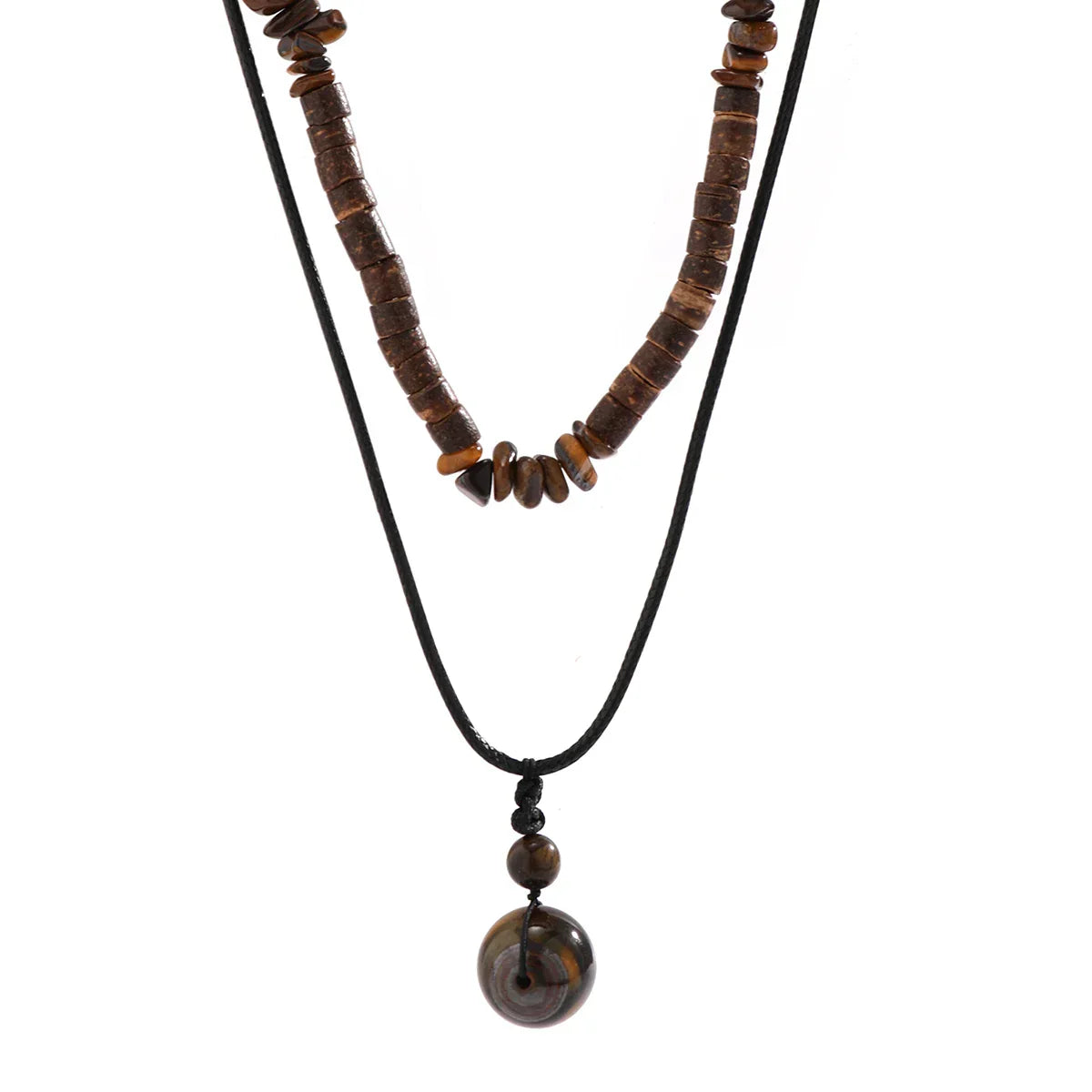 Collier Homme Bois Perles